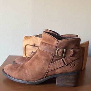 BORN Binghamton Tobacco Distressed Suede Booties